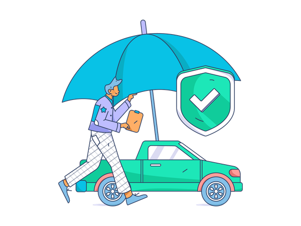 Car security against accident  Illustration