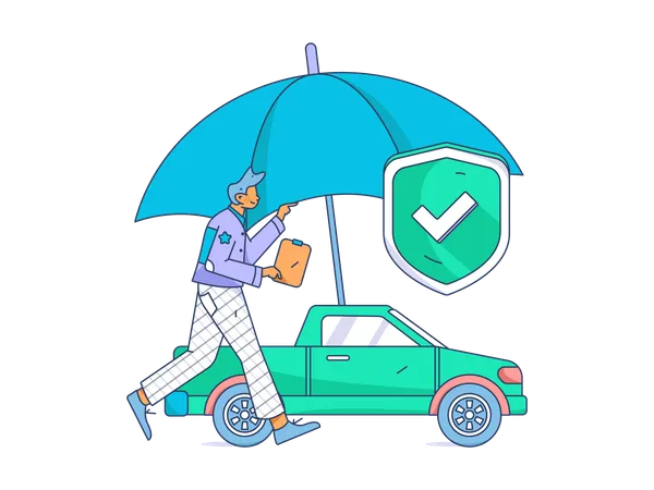 Car security against accident  Illustration