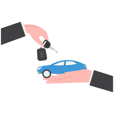 Car seller providing car keys to customer  Illustration
