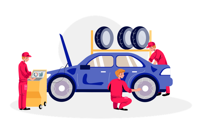 Car Service or Car Maintenance  Illustration