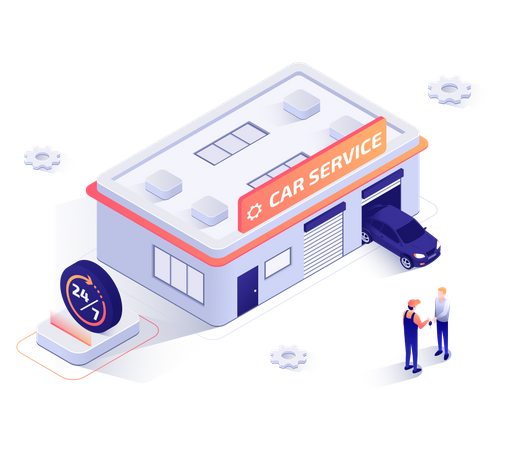 Car service station  Illustration