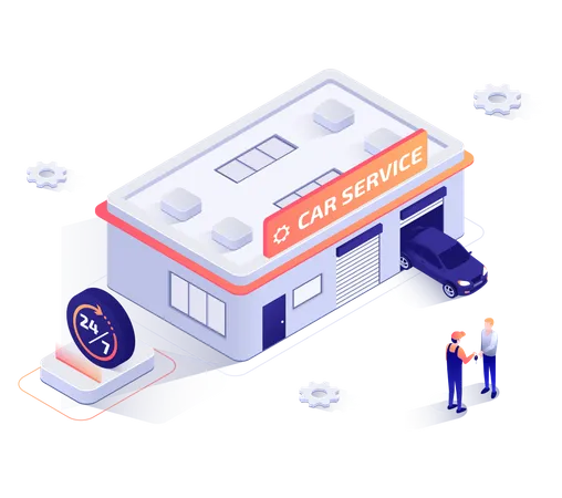 Car service station  Illustration