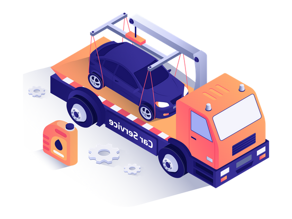 Car service truck carrying car  Illustration