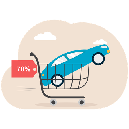 Car shopping with discount  Illustration