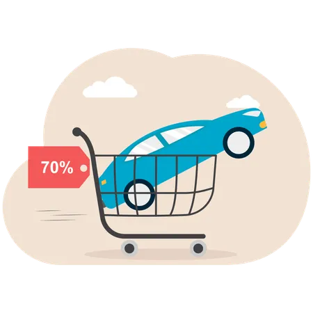 Car shopping with discount  Illustration