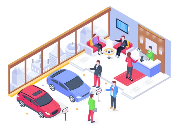 Car Showroom Illustration