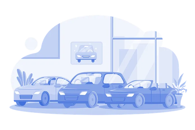 Car showroom interior view  Illustration