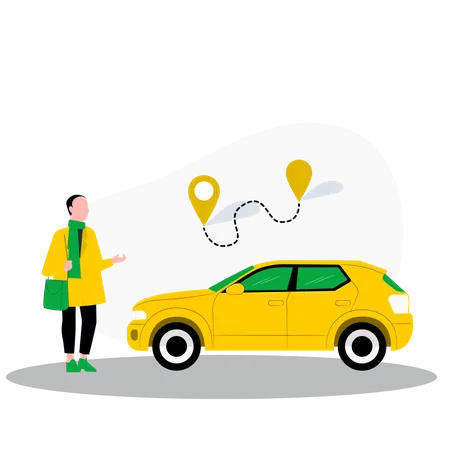 Car start point till end point route  Illustration