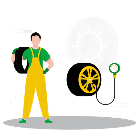 Car tire repairing  Illustration