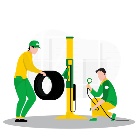 Car tire service  Illustration