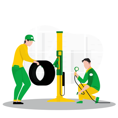 Car tire service  Illustration