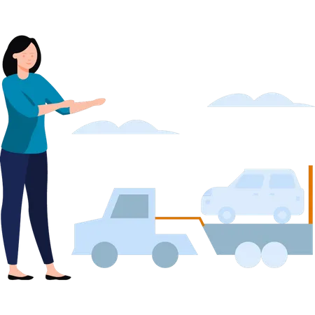 The Car Is Being Towed By A Truck Illustration