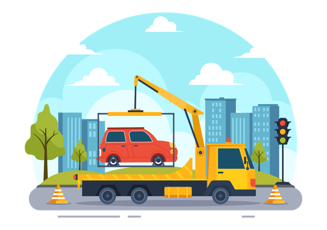 CAr towing truck  イラスト