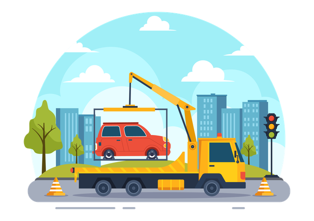 CAr towing truck  Illustration