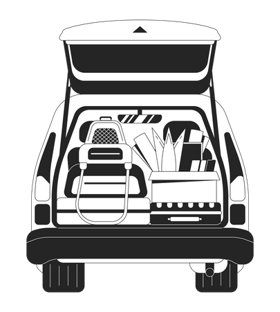 Car trunk with personal belongings  일러스트레이션