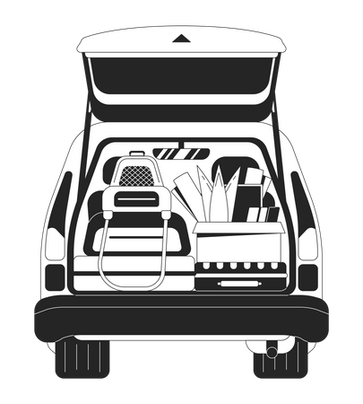 Car trunk with personal belongings  Illustration