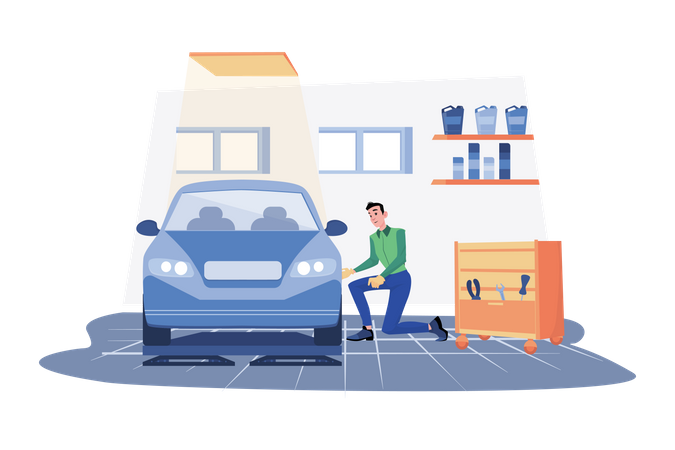 Car Tuning Service  Illustration