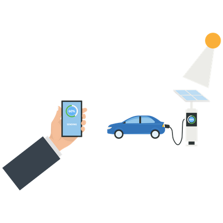 Car uses solar energy  Illustration