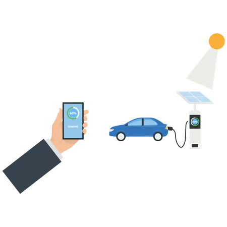 Car uses solar energy  Illustration