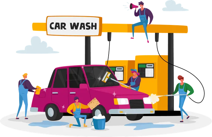 Car Wash Service Illustration