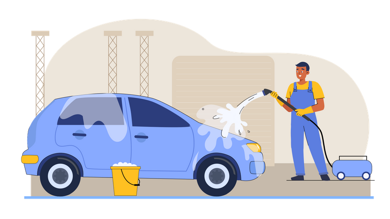 Car Washing  Illustration