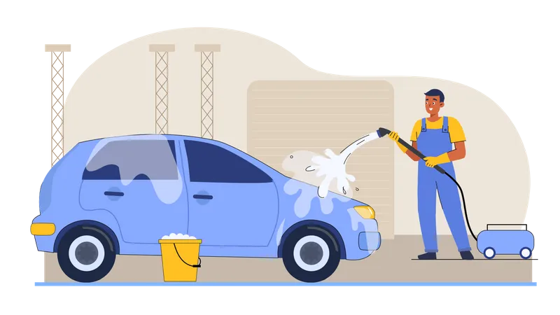 Car Washing  Illustration