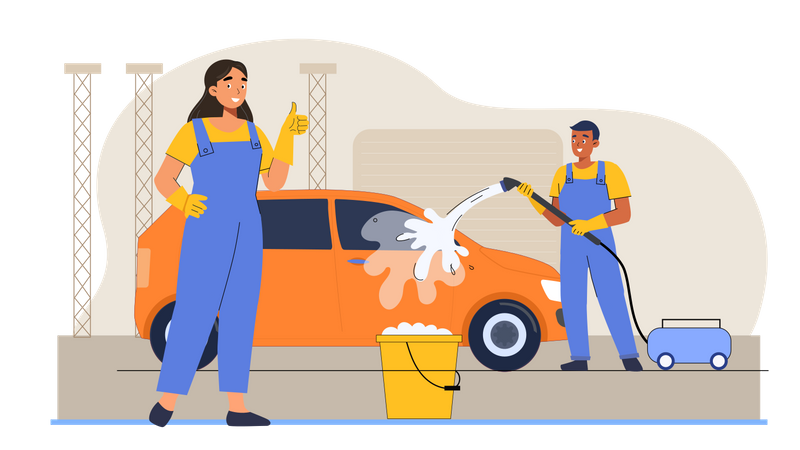 Car washing service  Illustration