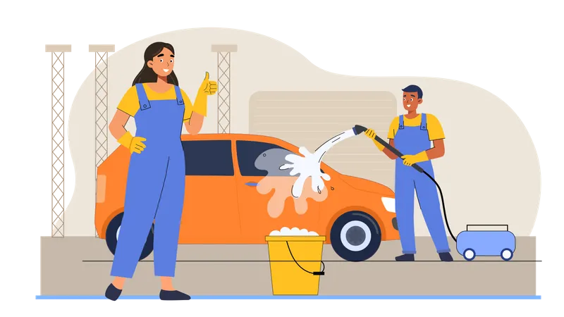 Car washing service  Illustration