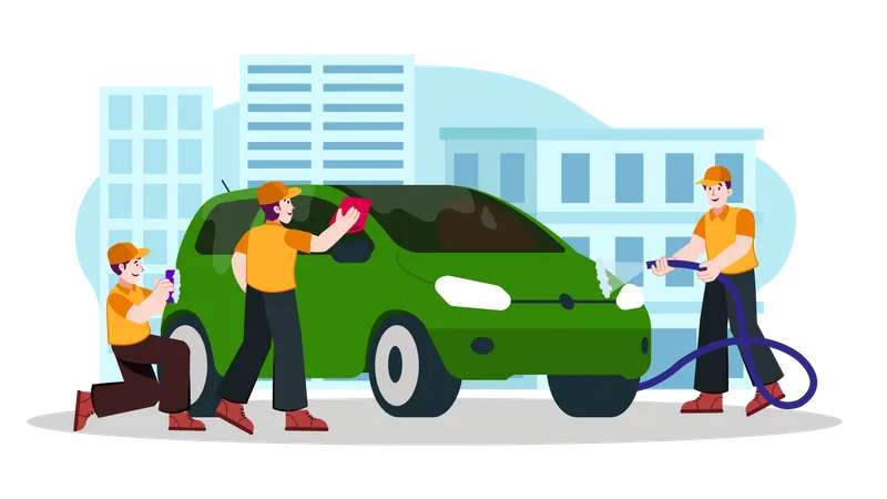 Car washing service  Illustration