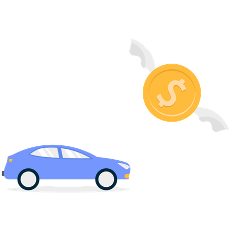 Car with flying money  Illustration