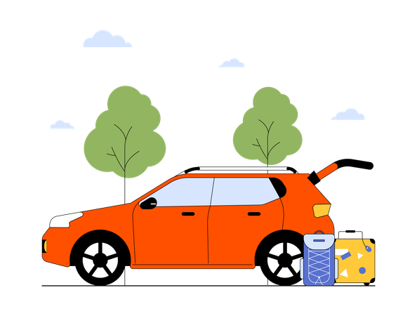 Car with luggage bags  Illustration