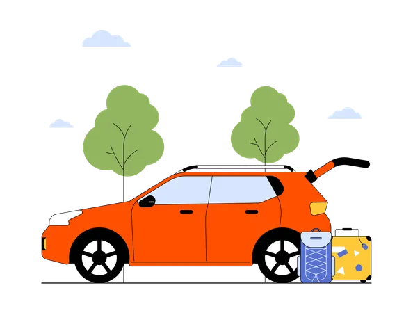 Car with luggage bags  Illustration