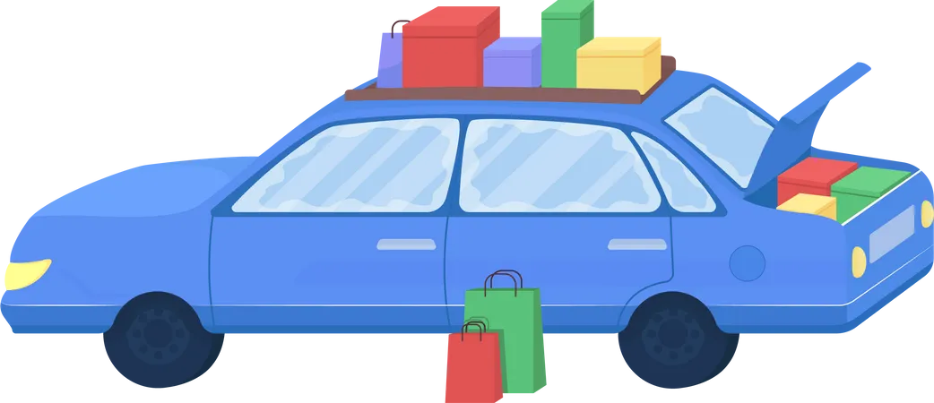 Car with purchased goods Illustration