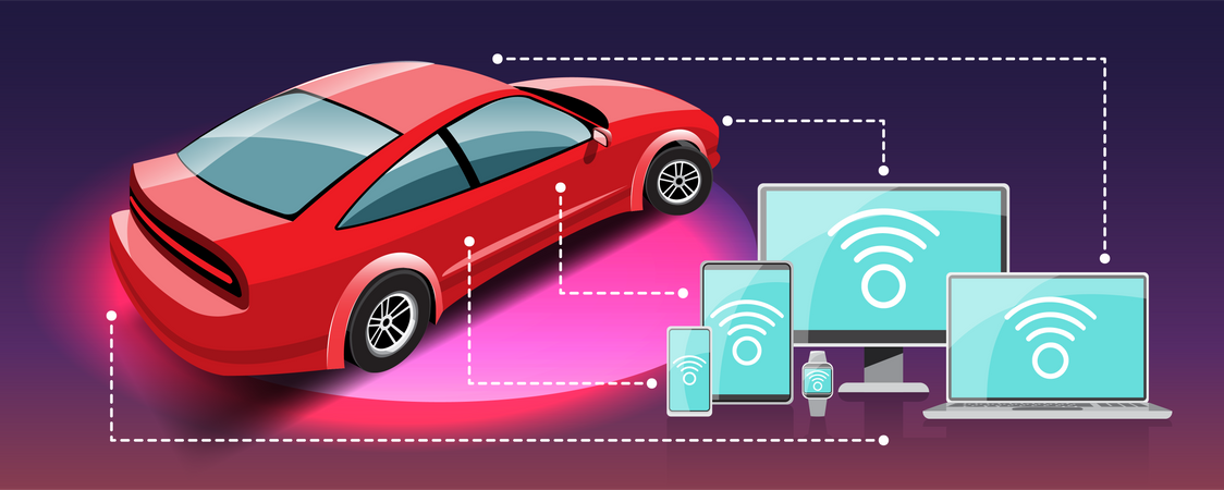 Car with smart connection Illustration