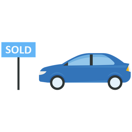 Car with sold sign  Illustration