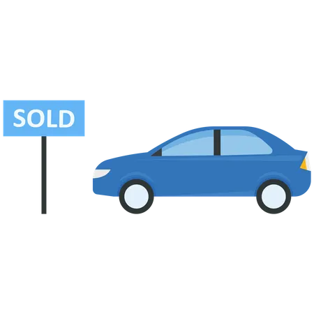 Car with sold sign  Illustration