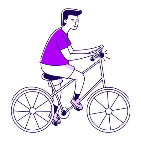Cara andando de bicicleta  Ilustração
