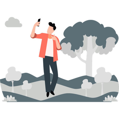 Cara blogando nas férias  Illustration