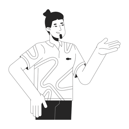 Cara caucasiano fazendo sugestão  Ilustração