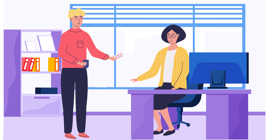 Cara dá pílulas para garota e a trata  Ilustração