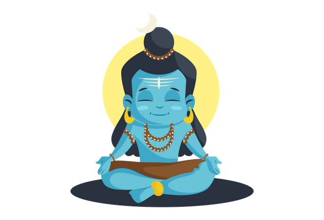 Cara de dibujos animados del dios hindú Shiva  Ilustración