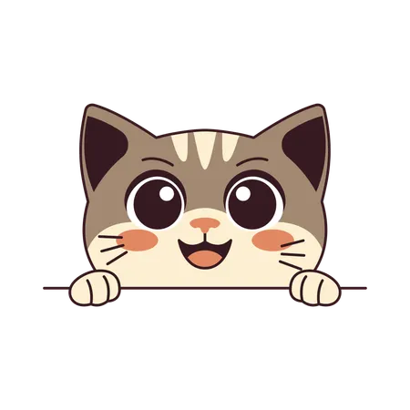 Cara de gato feliz  Ilustración