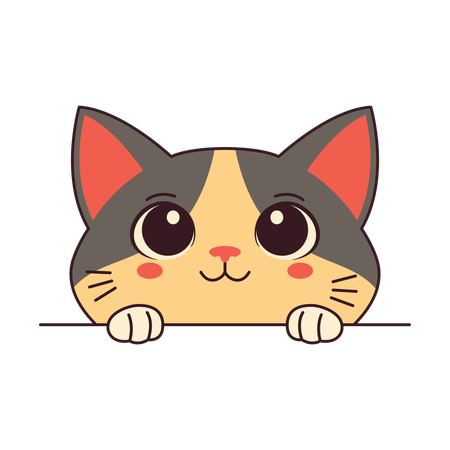 Cara de gato fofo  Ilustração