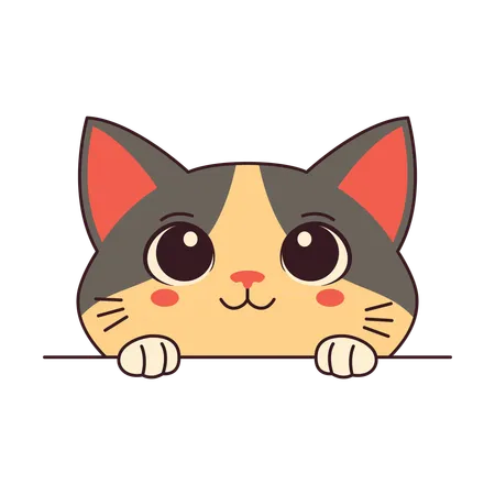 Cara de gato fofo  Ilustração