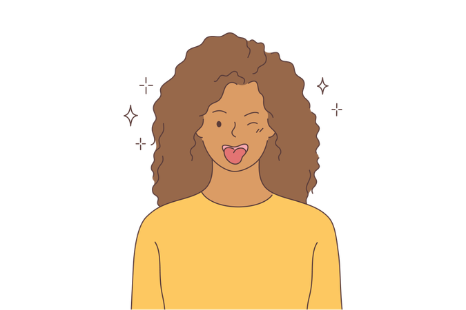 Cara divertida de niña  Ilustración