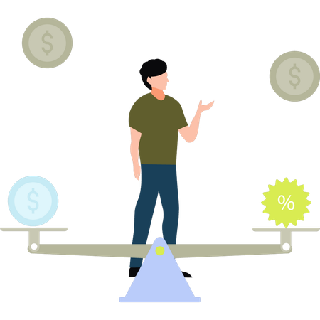 O cara está equilibrando finanças e porcentagem  Ilustração