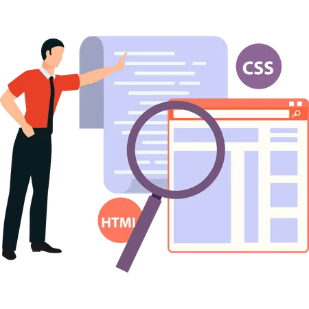 Cara está falando sobre codificação CSS  Ilustração