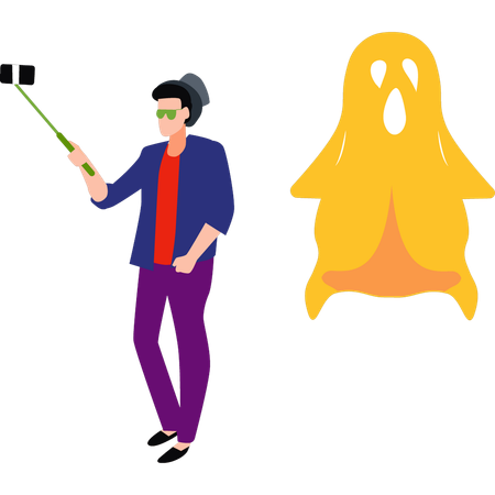 O cara está fazendo vídeos de Halloween  Ilustração