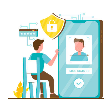 Seguridad de identificación facial  Ilustración