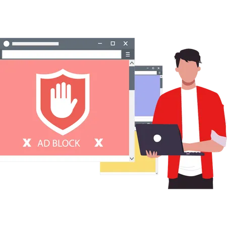 Cara mostrando adblock em navegadores diferentes.  Illustration